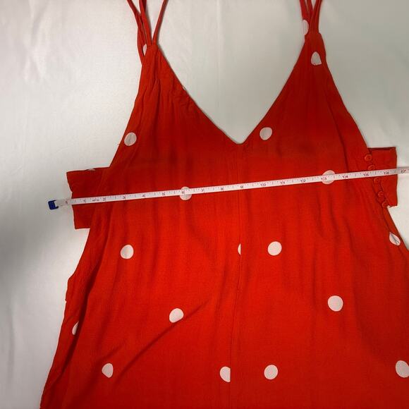 Free People Dream Big Polka Dot Wide-Leg Jumpsuit Red White Boho Festival Size S - Picture 5 of 9